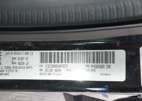 2013 Chrysler 200 Lx из США, поврежденный, VIN 1C3CCBAB9DN670272